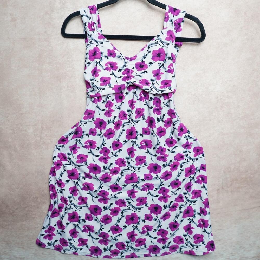 Floral Babydoll Mini Dress Pink White Small